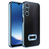 Galaxy A24 Kılıf Kamera Korumalı Logo Gösteren Zore Omega Kapak Sierra Mavi
