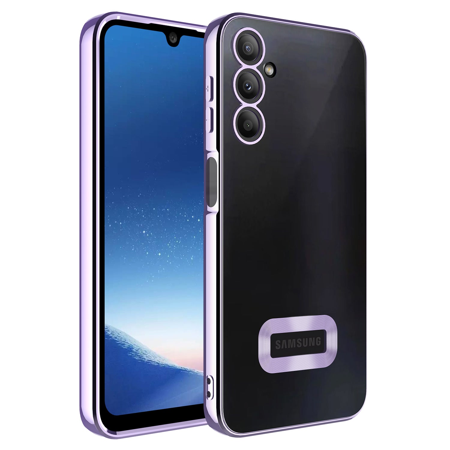 Galaxy A24 Kılıf Kamera Korumalı Logo Gösteren Zore Omega Kapak Lila