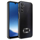 Galaxy A24 Kılıf Kamera Korumalı Logo Gösteren Zore Omega Kapak Siyah