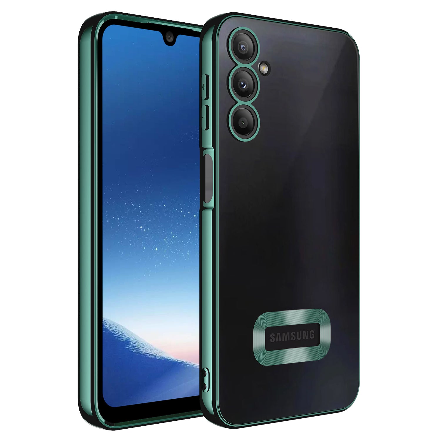 Galaxy A24 Kılıf Kamera Korumalı Logo Gösteren Zore Omega Kapak Koyu Yeşil