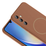 Galaxy A24 Kılıf M-safe Şarj Özellikli Zore Meta Kapak Kahverengi