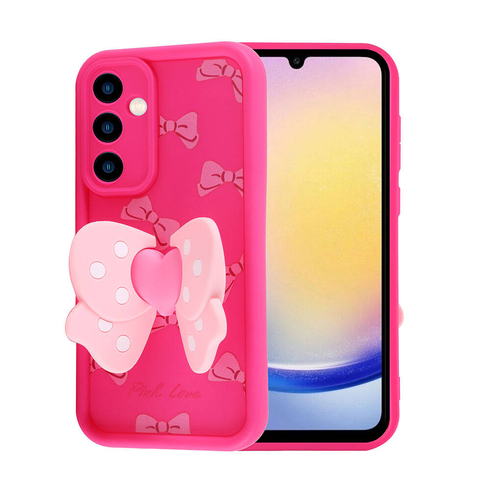 Galaxy A25 Kılıf Kamera Korumalı Figür Tasarımlı Zore Kapya Kapak Pembe Açık