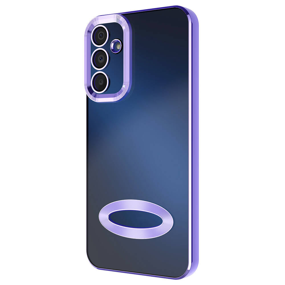 Galaxy A25 Kılıf Kamera Korumalı Logo Gösteren Zore Omega Kapak Gümüş