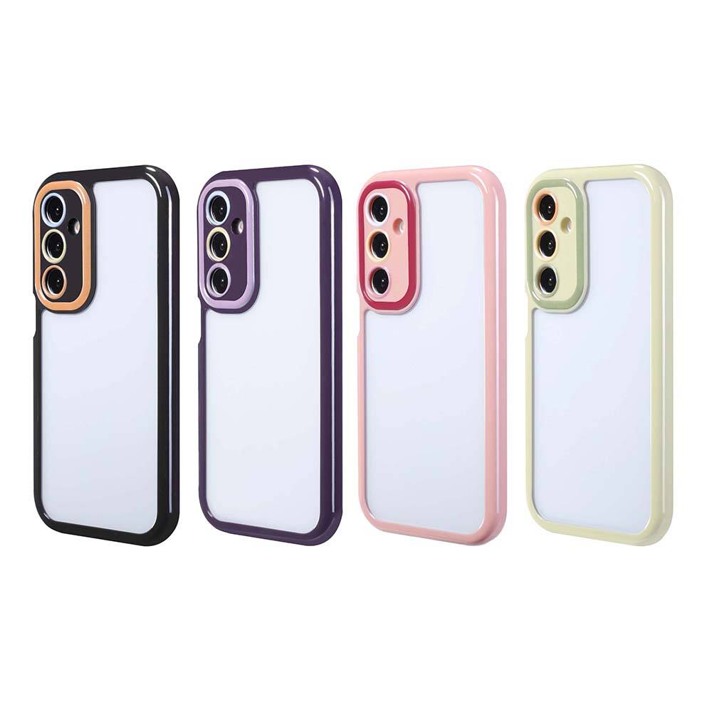 Galaxy A25 Kılıf Kamera Korumalı Renkli Kenar ve Çerçeve Tasarımlı Zore Vitamin Kapak Derin Mor