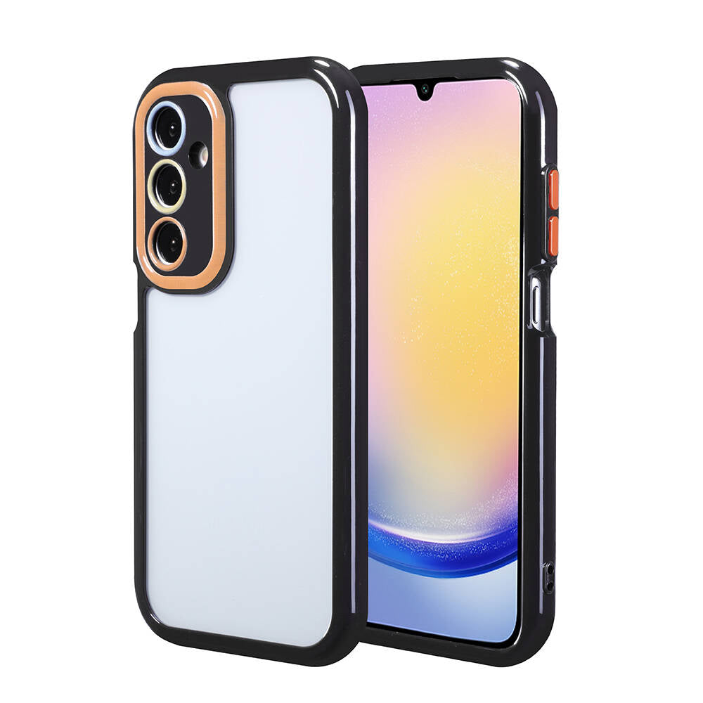 Galaxy A25 Kılıf Kamera Korumalı Renkli Kenar ve Çerçeve Tasarımlı Zore Vitamin Kapak Mürdüm