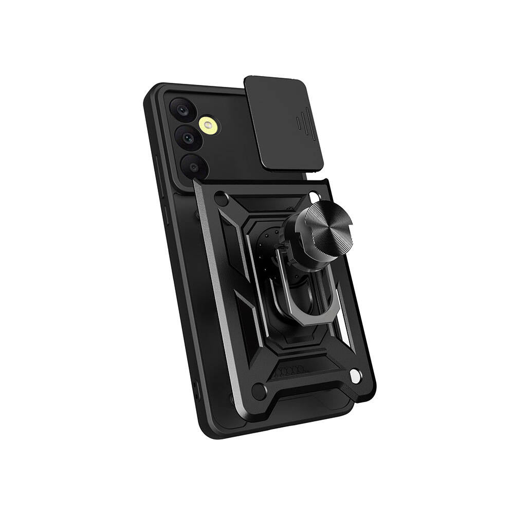 Galaxy A25 Kılıf Magnetik Standlı Kamera Korumalı Zore Sürgülü Vega Kapak Siyah