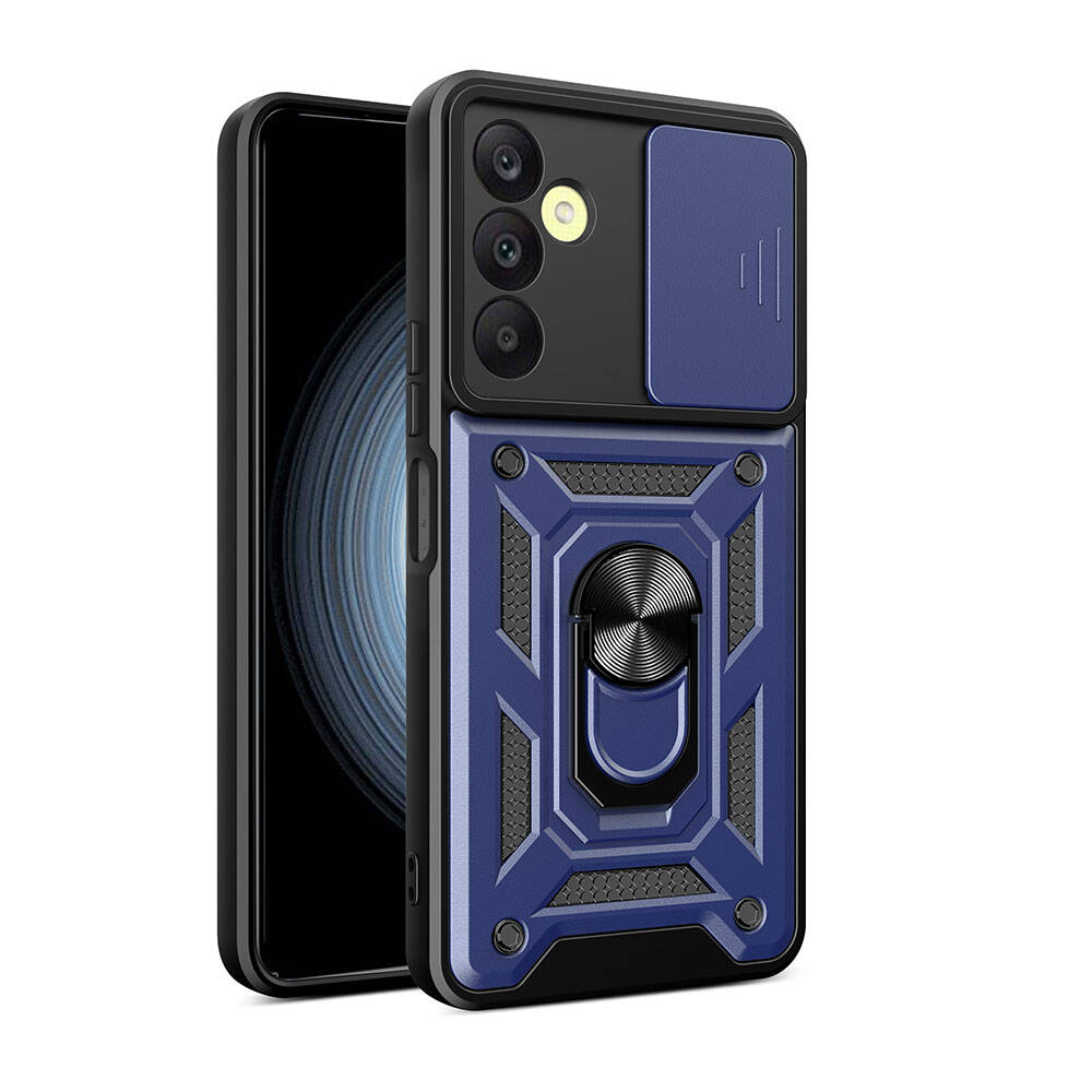 Galaxy A25 Kılıf Magnetik Standlı Kamera Korumalı Zore Sürgülü Vega Kapak Siyah
