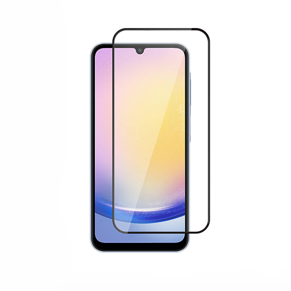 Galaxy A25 Zore Kenarları Kırılmaya Dayanıklı Cam Ekran Koruyucu Siyah