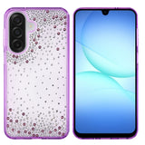 Galaxy A26 Kılıf Airbag Tasarımlı Damla Taşlı Şeffaf Zore Pera Silikon Kapak Mor