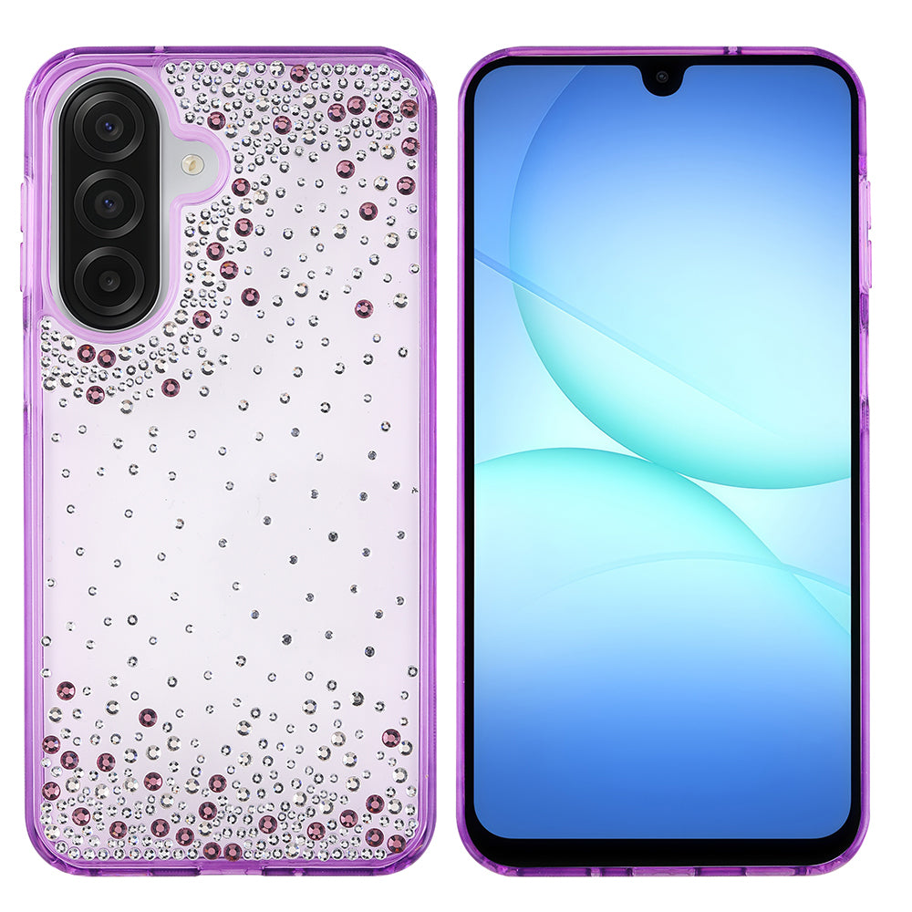 Galaxy A26 Kılıf Airbag Tasarımlı Damla Taşlı Şeffaf Zore Pera Silikon Kapak Mor