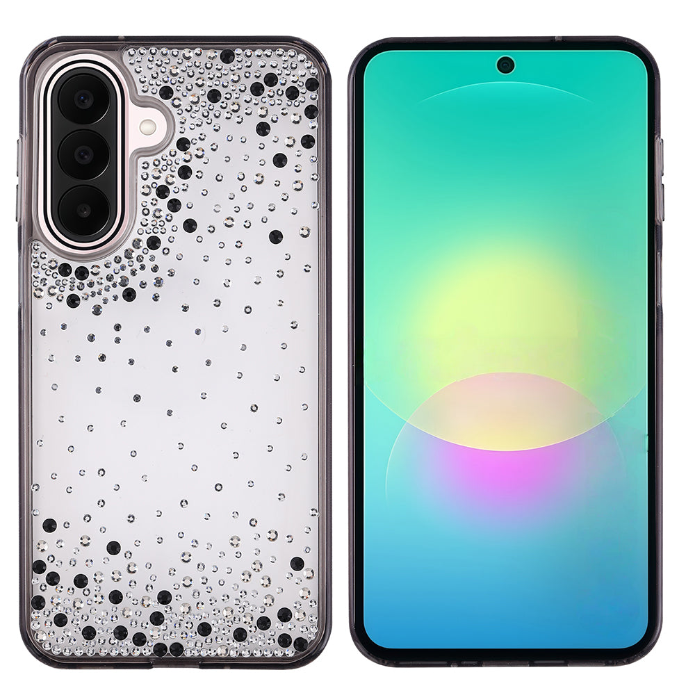 Galaxy A26 Kılıf Airbag Tasarımlı Damla Taşlı Şeffaf Zore Pera Silikon Kapak Siyah