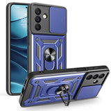 Galaxy A26 Kılıf Magnetik Standlı Kamera Korumalı Zore Sürgülü Vega Kapak Mavi
