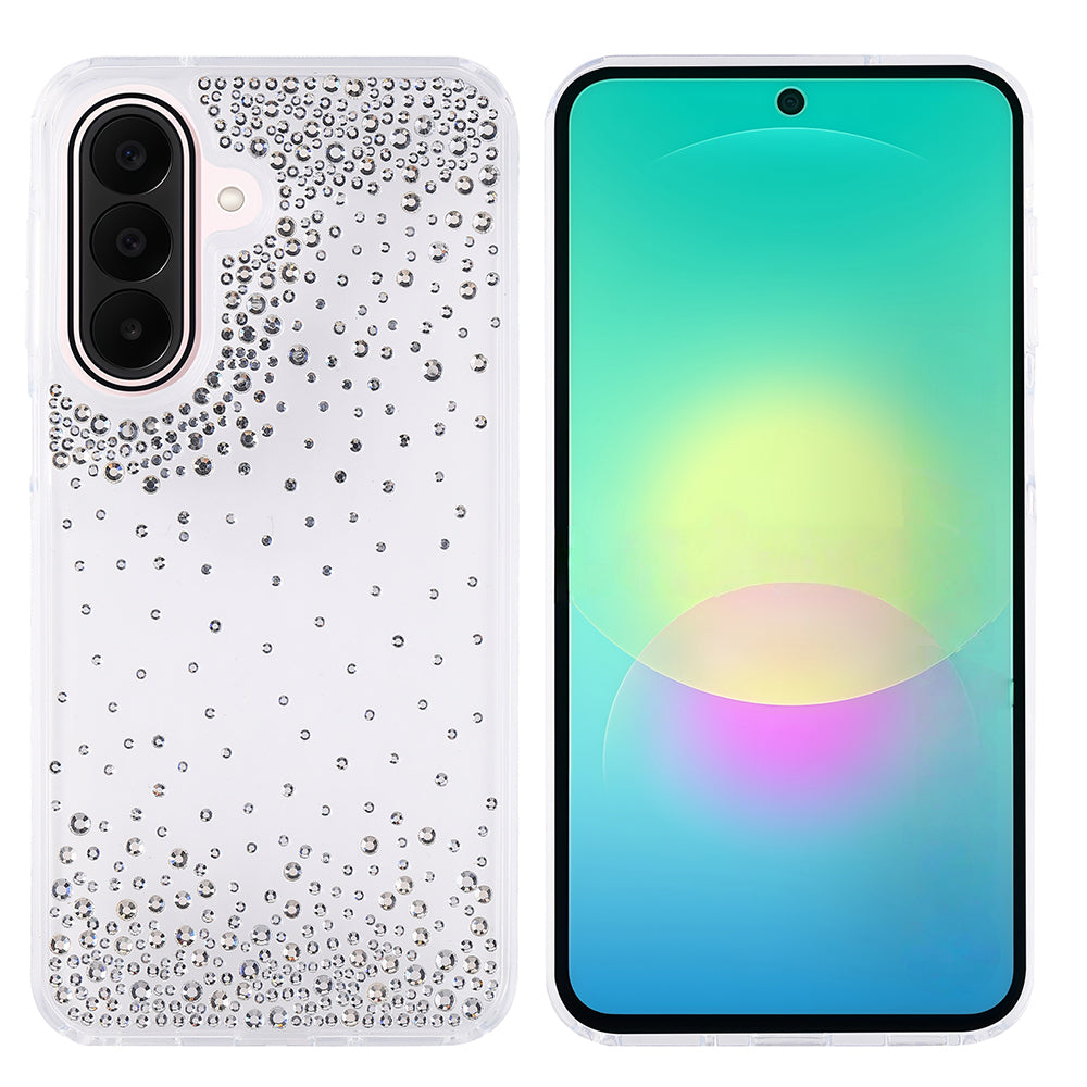 Galaxy A27 Kılıf Airbag Tasarımlı Damla Taşlı Şeffaf Zore Pera Silikon Kapak Mor