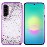 Galaxy A27 Kılıf Airbag Tasarımlı Damla Taşlı Şeffaf Zore Pera Silikon Kapak Mor