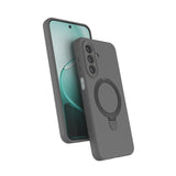 Galaxy A27 Kılıf M-safe Şarj Özellikli Standlı Zore Samara Kapak Titanyum-Gri