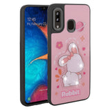 Galaxy A30 Kılıf Parlayan Kabartmalı İkonik Figürlü Zore Amas Silikon Kapak Pembe