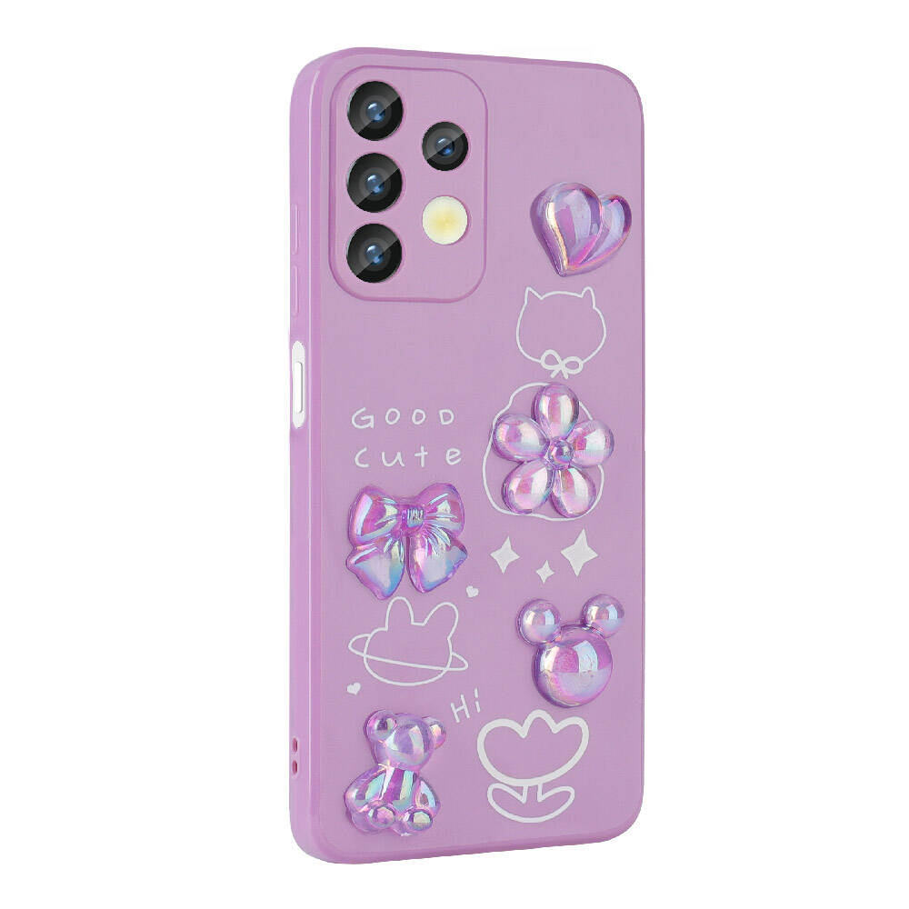 Galaxy A32 4G Kılıf Kabartma Figürlü Parlak Zore Toys Silikon Kapak Beyaz
