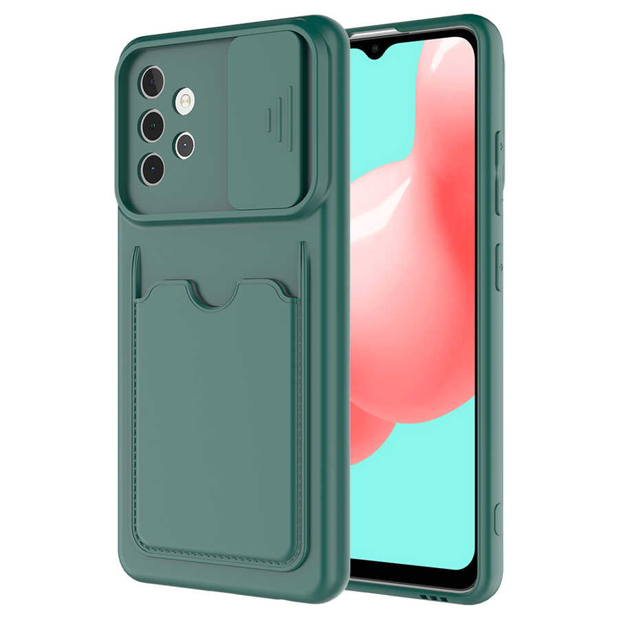 Galaxy A32 4G Kılıf Zore Kartix Kapak Koyu Yeşil