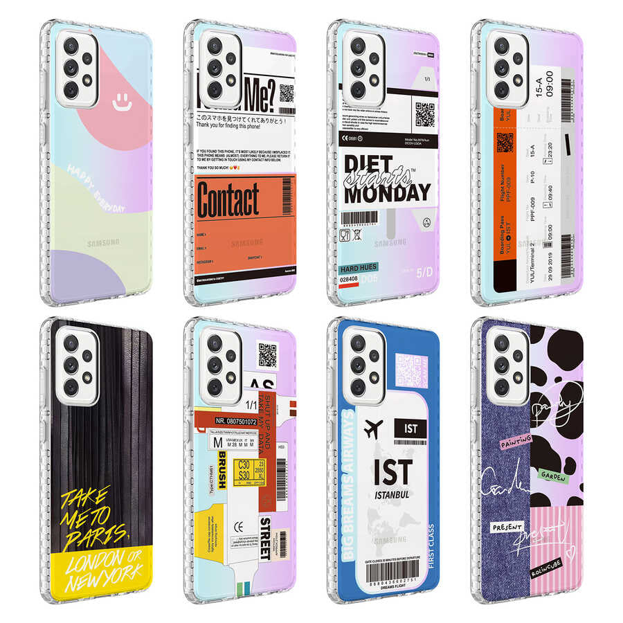 Galaxy A33 5G Kılıf Airbag Kenarlı Renkli Desenli Silikon Zore Elegans Kapak NO3
