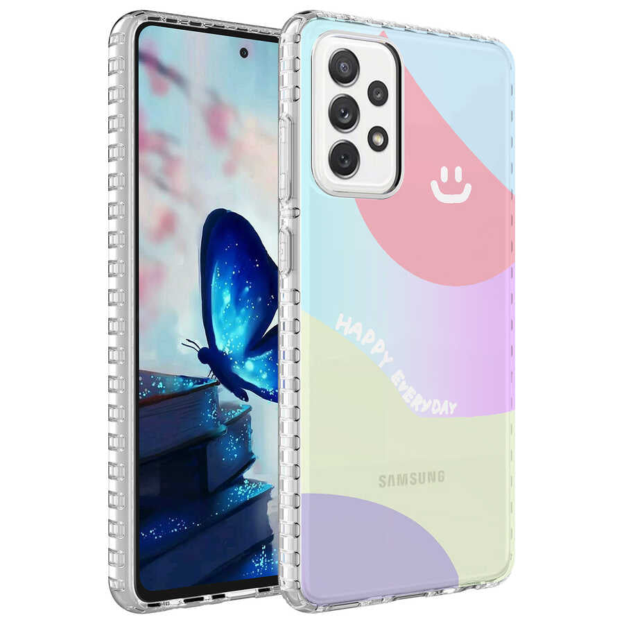 Galaxy A33 5G Kılıf Airbag Kenarlı Renkli Desenli Silikon Zore Elegans Kapak NO7