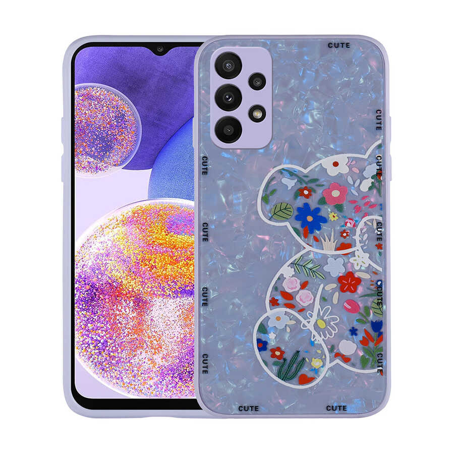 Galaxy A33 5G Kılıf Desenli Sert Silikon Zore Mumila Kapak Lilac Bear