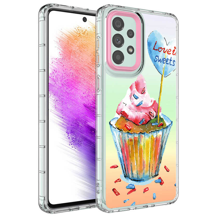 Galaxy A33 5G Kılıf Kamera Korumalı Renkli Desenli Sert Silikon Zore Korn Kapak NO15