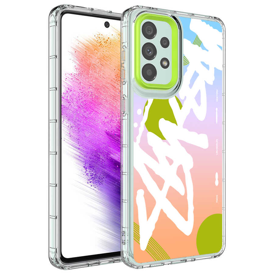 Galaxy A33 5G Kılıf Kamera Korumalı Renkli Desenli Sert Silikon Zore Korn Kapak NO2
