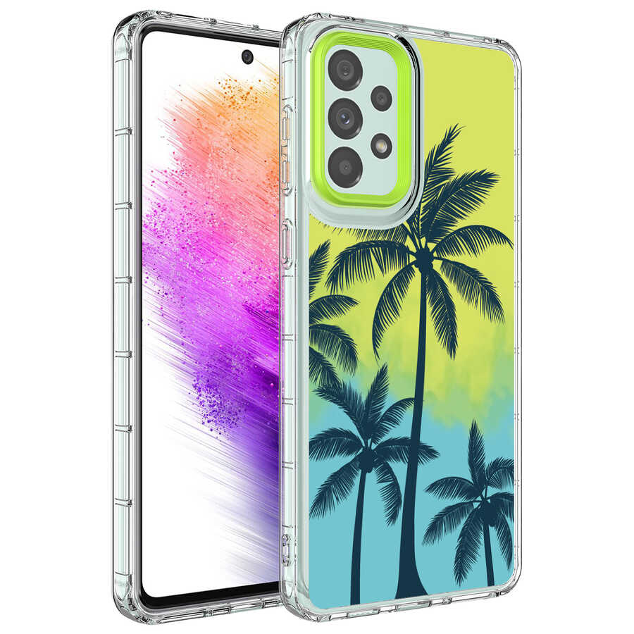Galaxy A33 5G Kılıf Kamera Korumalı Renkli Desenli Sert Silikon Zore Korn Kapak NO1