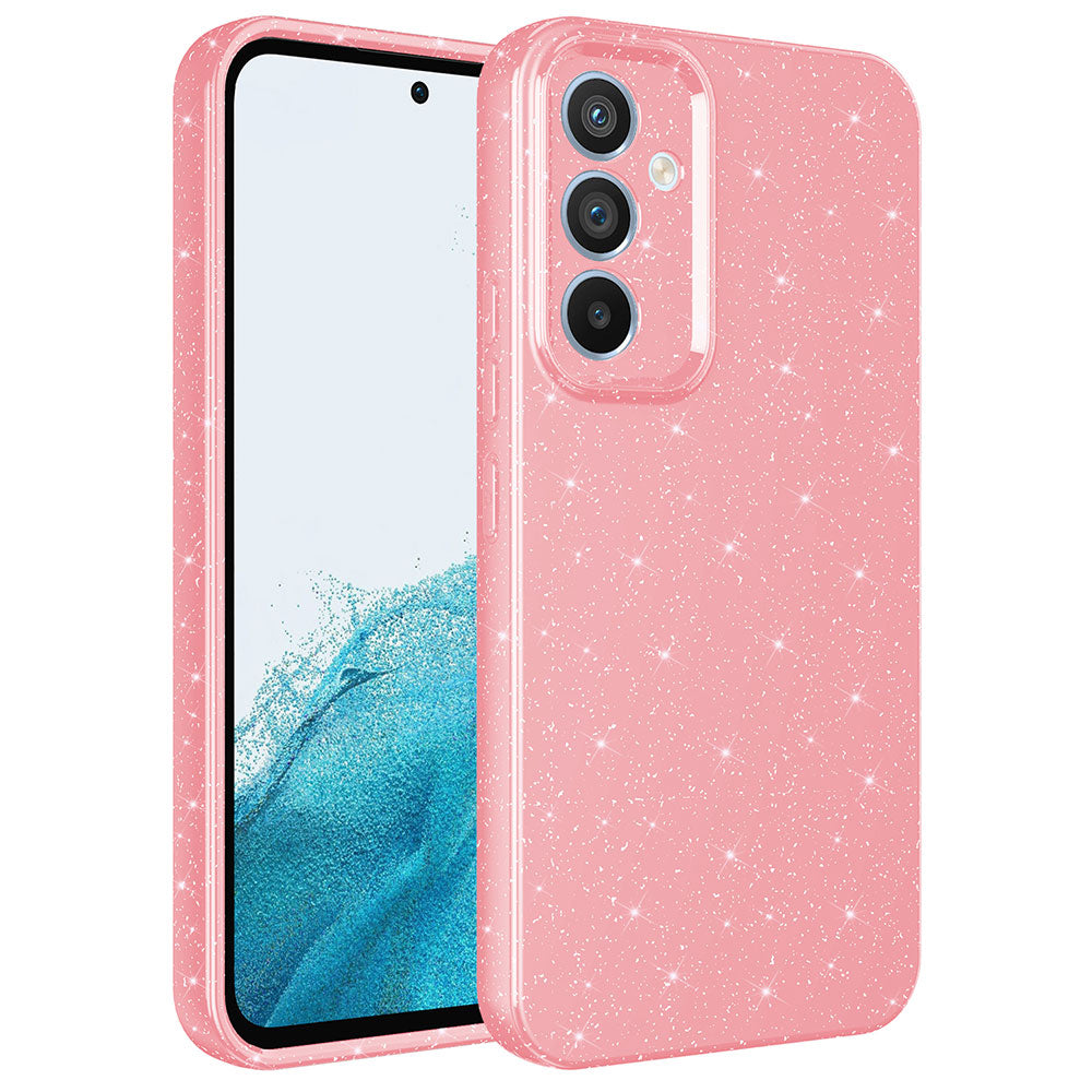 Galaxy A34 Kılıf Kamera Korumalı Simli Lüks Zore Koton Kapak Pembe