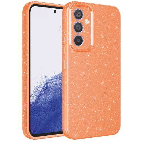 Galaxy A34 Kılıf Kamera Korumalı Simli Lüks Zore Koton Kapak Turuncu
