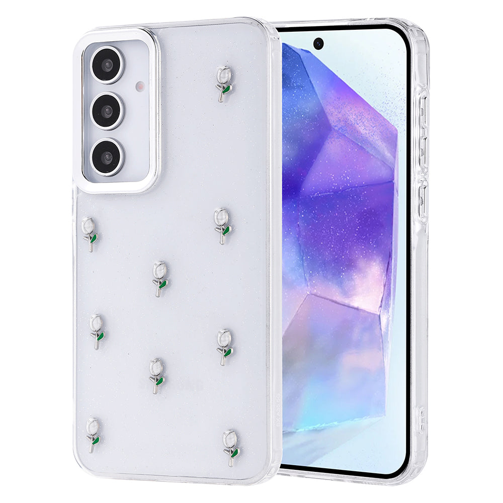 Galaxy A35 Kılıf Airbag Tasarımlı Simli Şeffaf Zore Kutup Kapak Lale