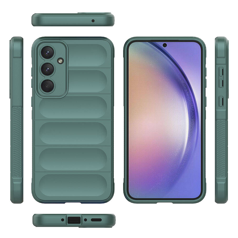 Galaxy A35 Kılıf Esnek TPU Oyuklu Arka Yüzey Tasarımlı Zore Etnik Silikon Kapak Koyu Yeşil