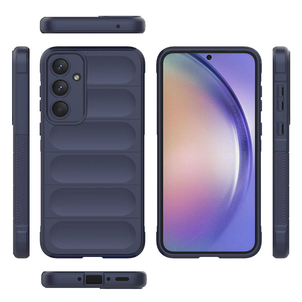 Galaxy A35 Kılıf Esnek TPU Oyuklu Arka Yüzey Tasarımlı Zore Etnik Silikon Kapak Lacivert