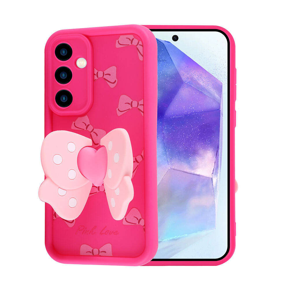 Galaxy A35 Kılıf Kamera Korumalı Figür Tasarımlı Zore Kapya Kapak Pembe Açık
