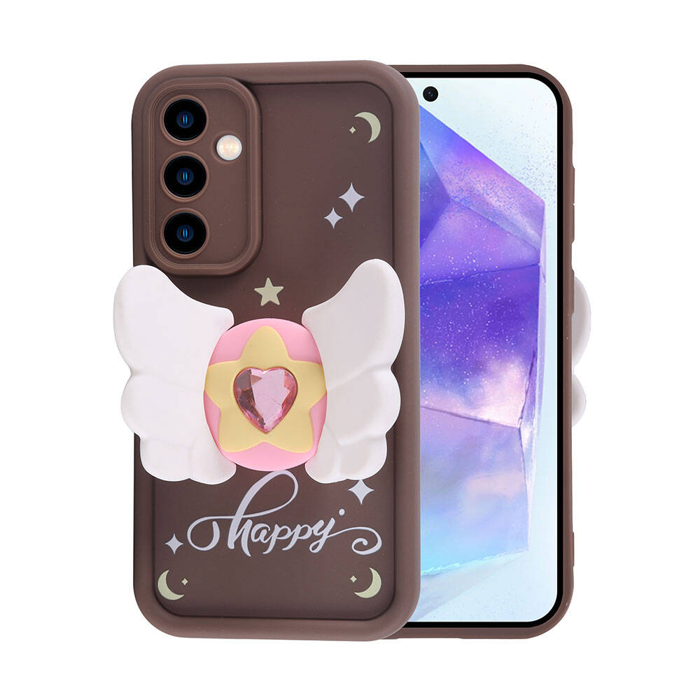 Galaxy A35 Kılıf Kamera Korumalı Figür Tasarımlı Zore Kapya Kapak Pembe Açık