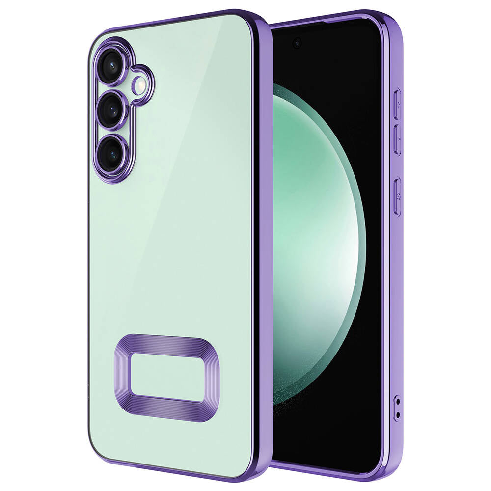 Galaxy A35 Kılıf Kamera Korumalı Logo Gösteren Zore Omega Kapak Gümüş