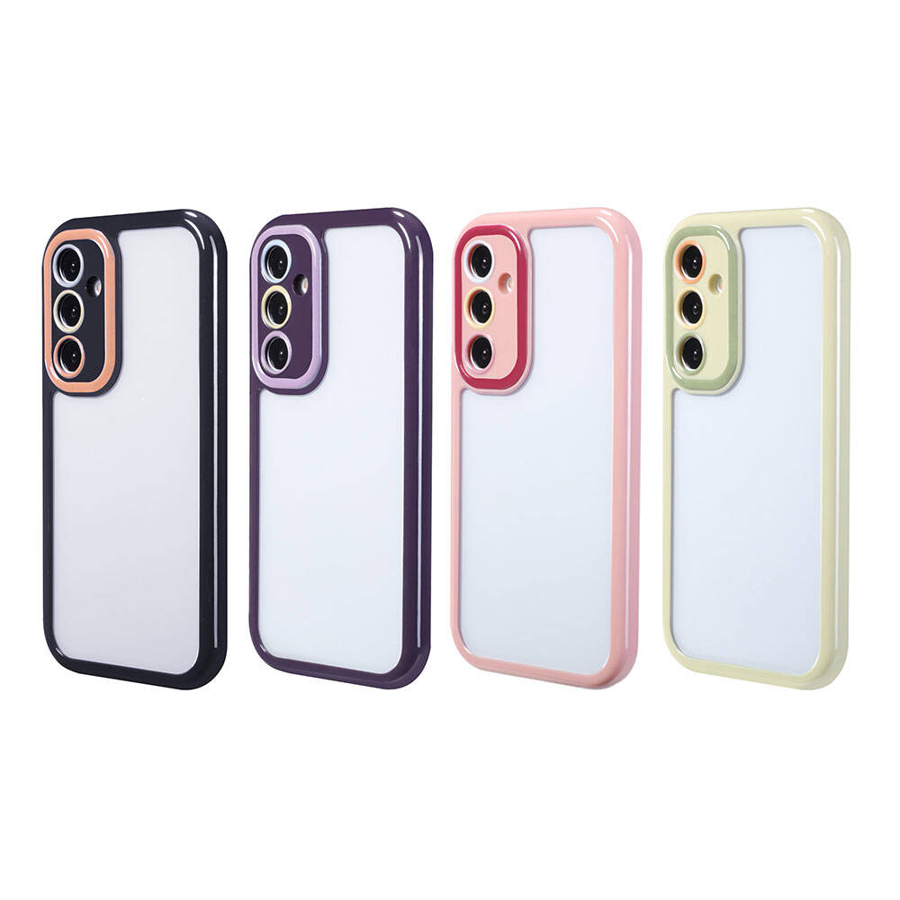 Galaxy A35 Kılıf Kamera Korumalı Renkli Kenar ve Çerçeve Tasarımlı Zore Vitamin Kapak Derin Mor