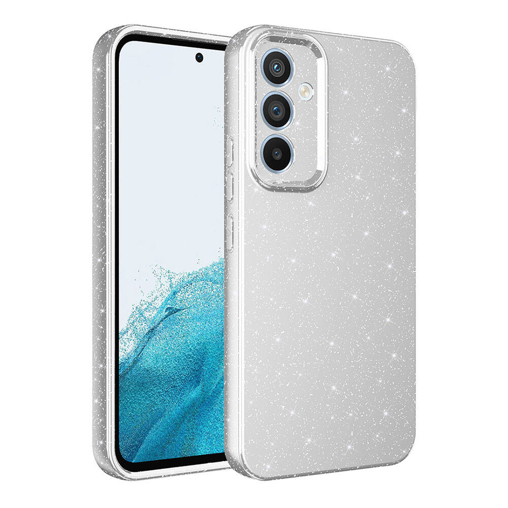 Galaxy A35 Kılıf Kamera Korumalı Simli Lüks Zore Koton Kapak Lila