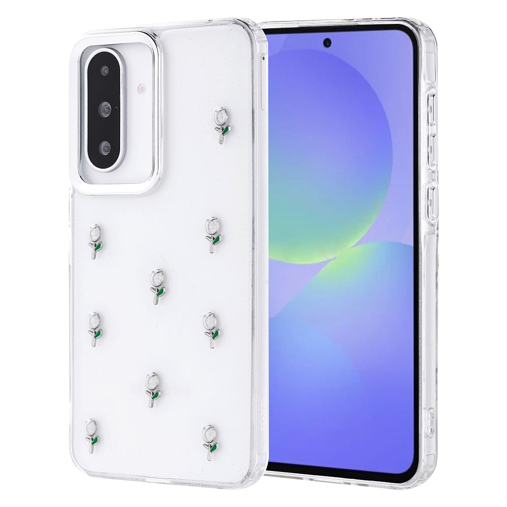 Galaxy A36 Kılıf Airbag Tasarımlı Simli Şeffaf Zore Kutup Kapak Kiraz