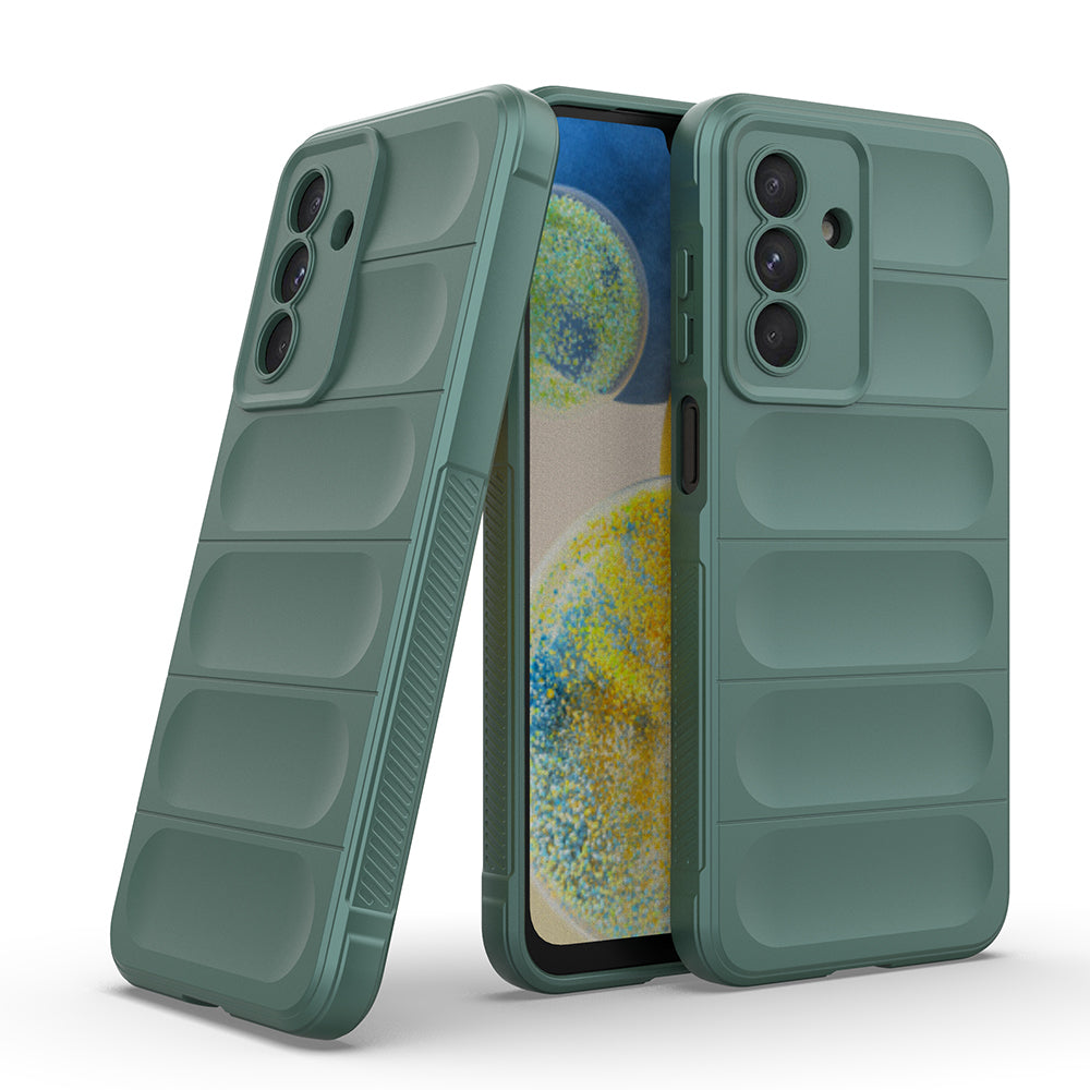 Galaxy A36 Kılıf Esnek TPU Oyuklu Arka Yüzey Tasarımlı Etnik Silikon Kapak Koyu Yeşil