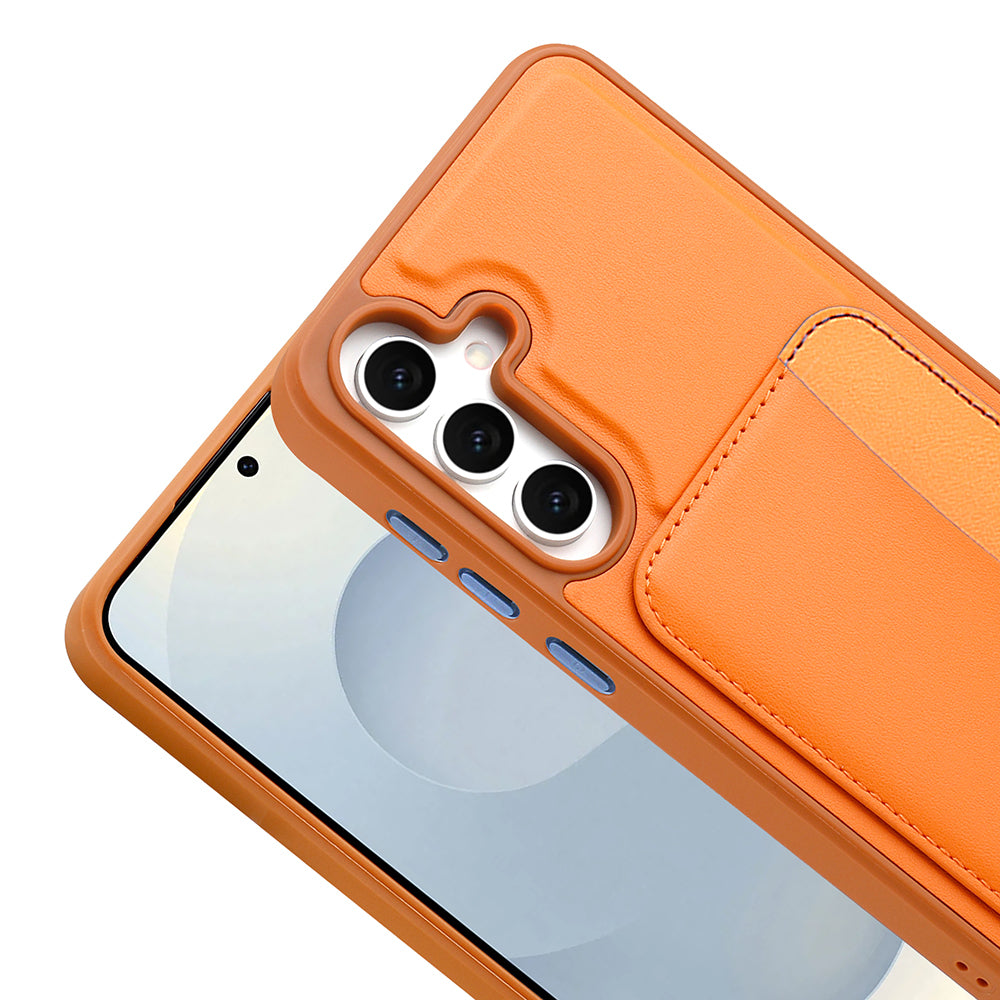 Galaxy A36 Kılıf Kartlıklı Zore X-Kart Silikon Kapak Turuncu