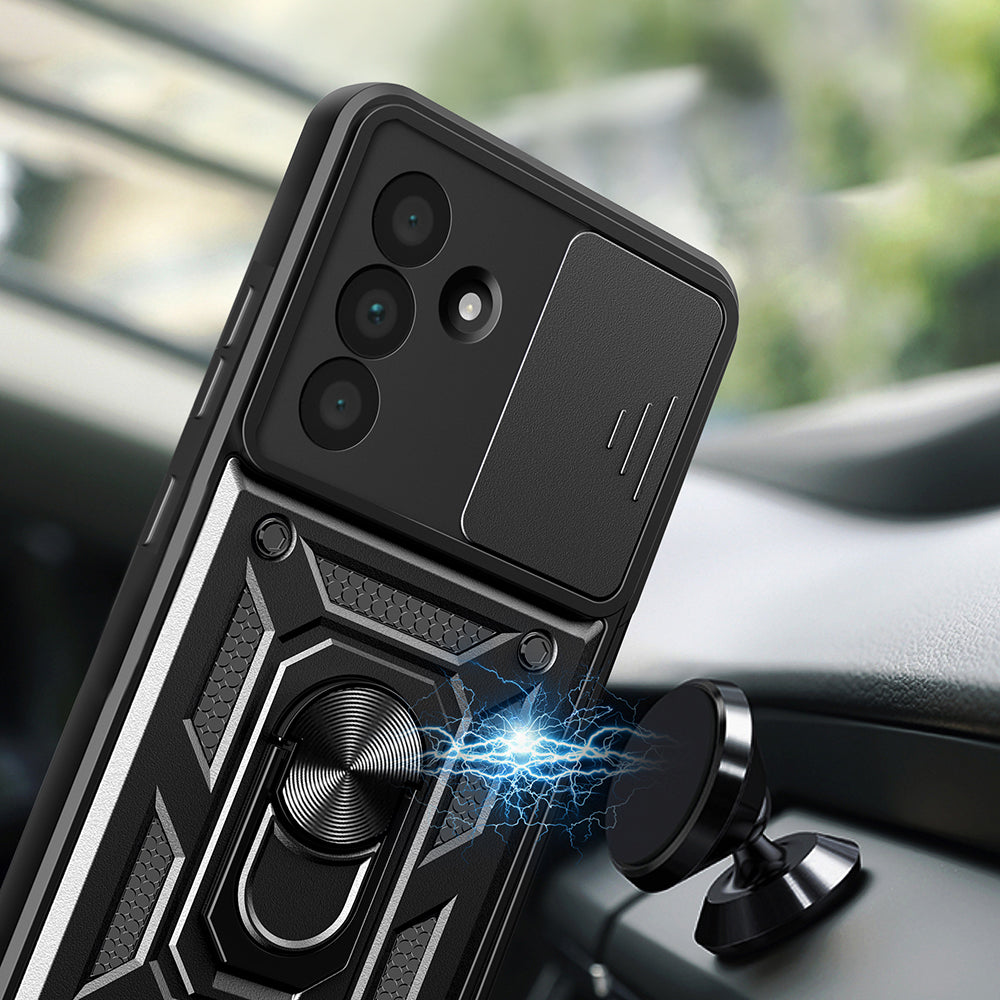 Galaxy A36 Kılıf Magnetik Standlı Kamera Korumalı Zore Sürgülü Vega Kapak Siyah