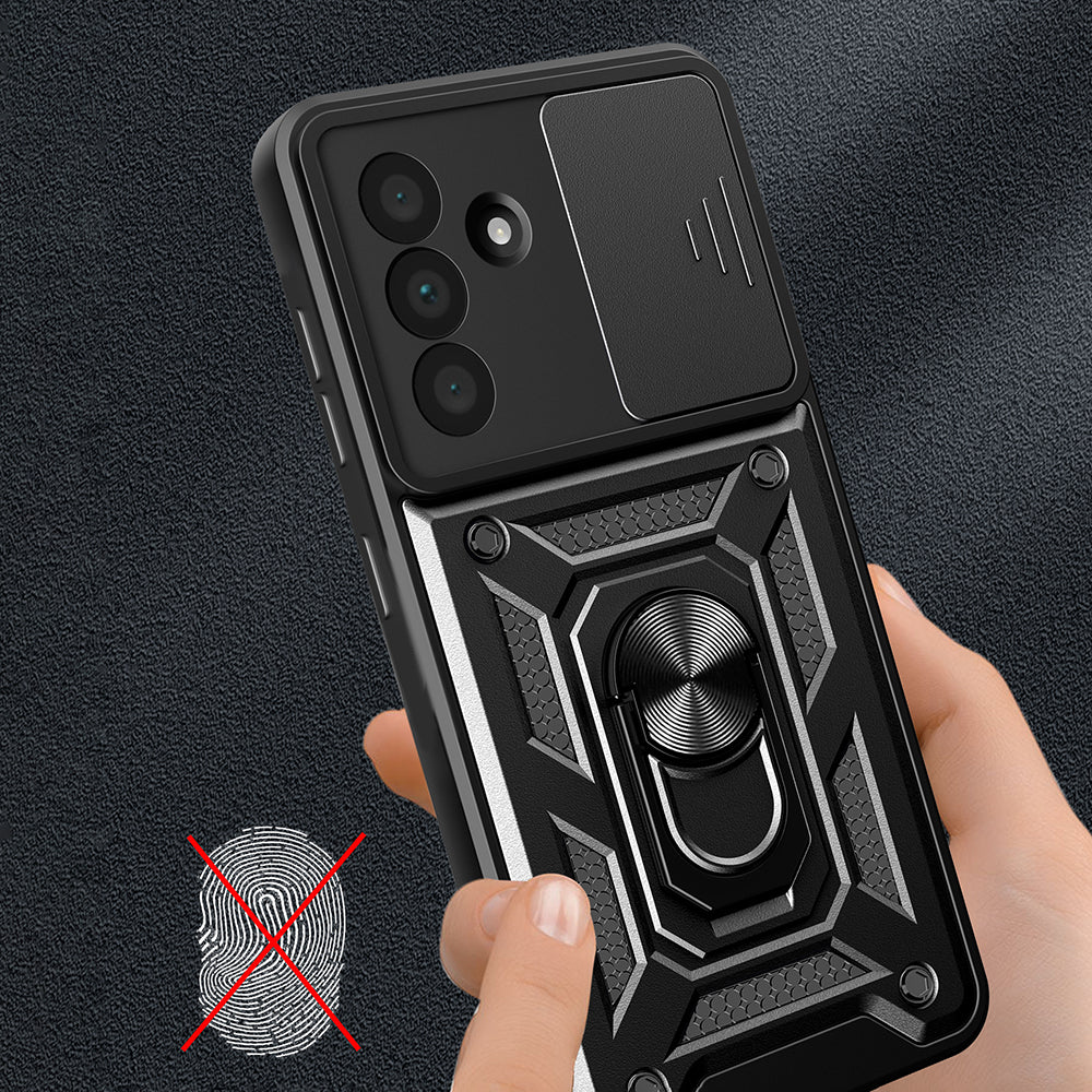 Galaxy A36 Kılıf Magnetik Standlı Kamera Korumalı Zore Sürgülü Vega Kapak Siyah