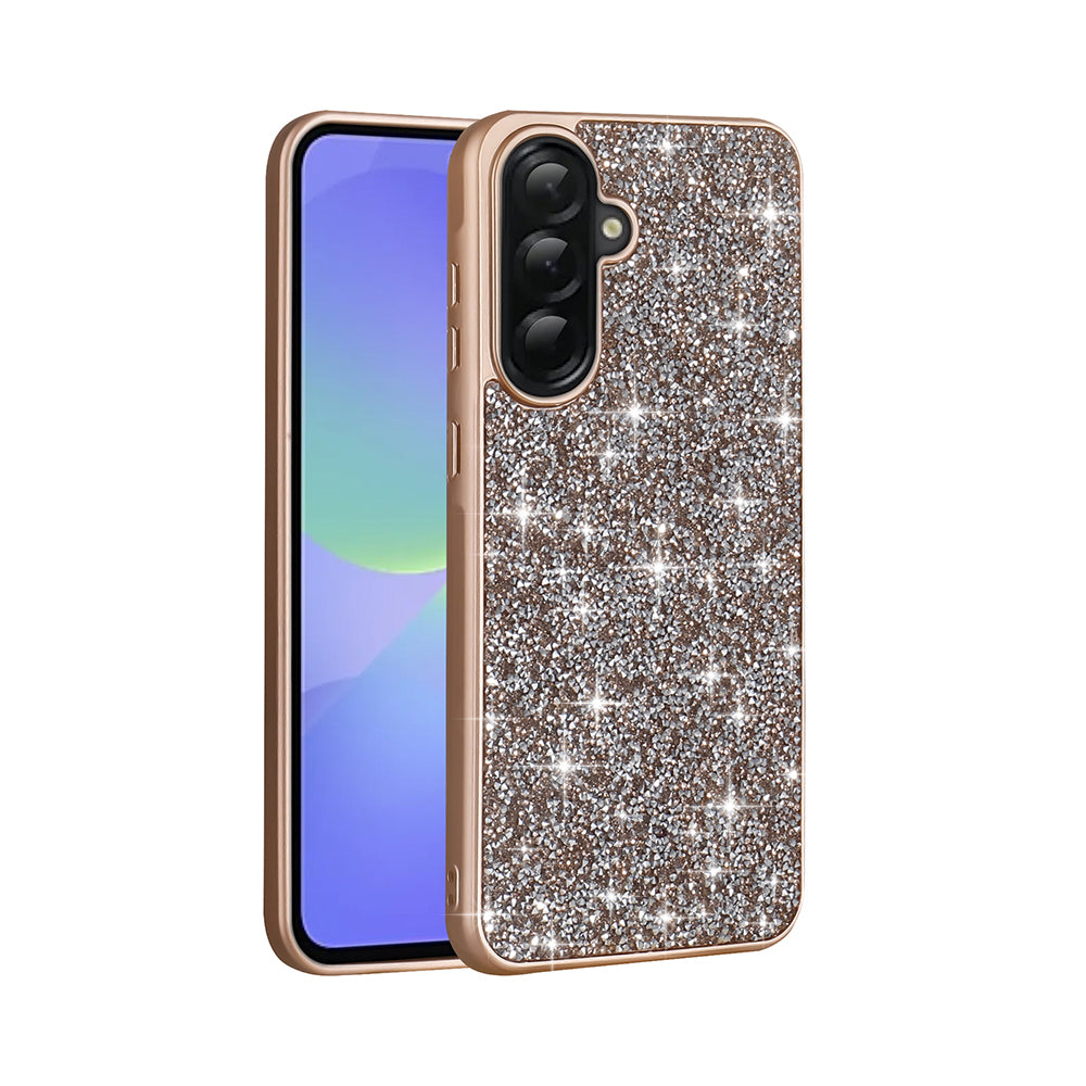 Galaxy A36 Kılıf Parlak Taşlı Tasarım Zore Pırlanta Kapak Gold