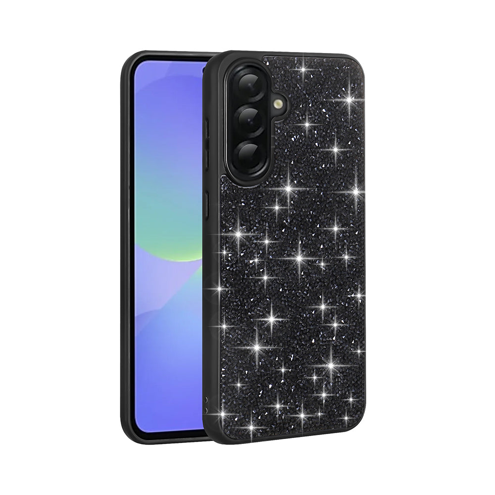 Galaxy A36 Kılıf Parlak Taşlı Tasarım Zore Pırlanta Kapak Siyah