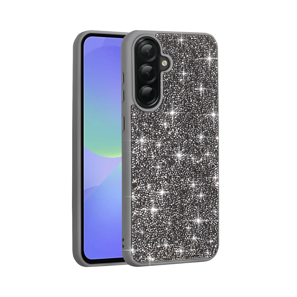Galaxy A36 Kılıf Parlak Taşlı Tasarım Zore Pırlanta Kapak Gri
