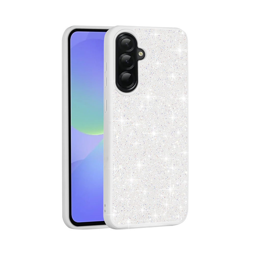 Galaxy A36 Kılıf Parlak Taşlı Tasarım Zore Pırlanta Kapak Beyaz
