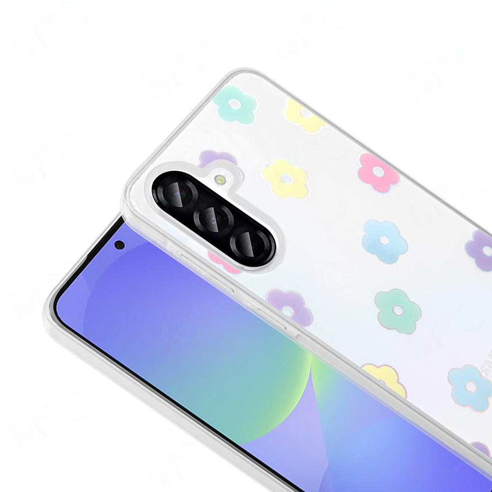 Galaxy A36 Kılıf Şeffaf Figürlü Zore Folk Sert Kapak Papatya