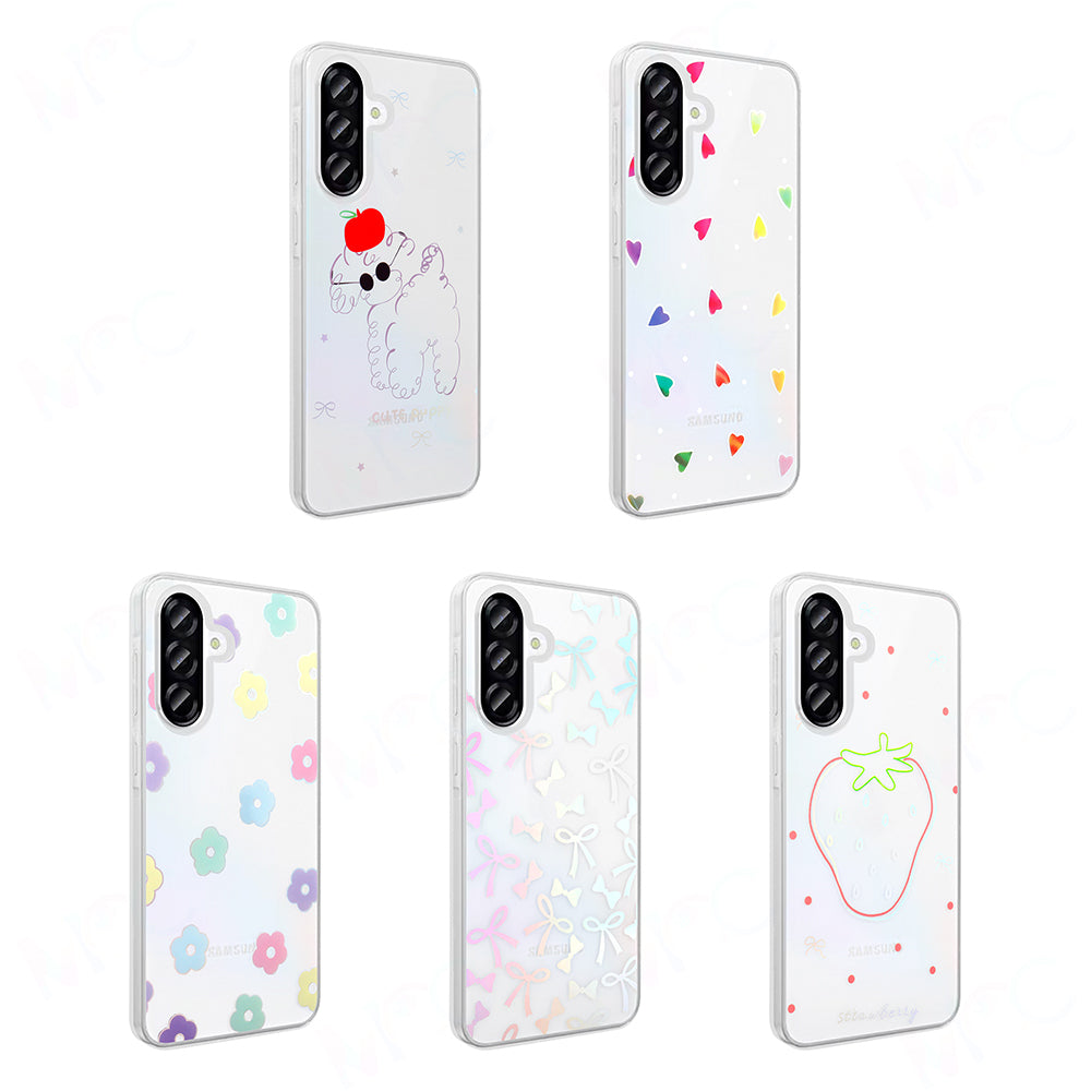 Galaxy A36 Kılıf Şeffaf Figürlü Zore Folk Sert Kapak Papatya