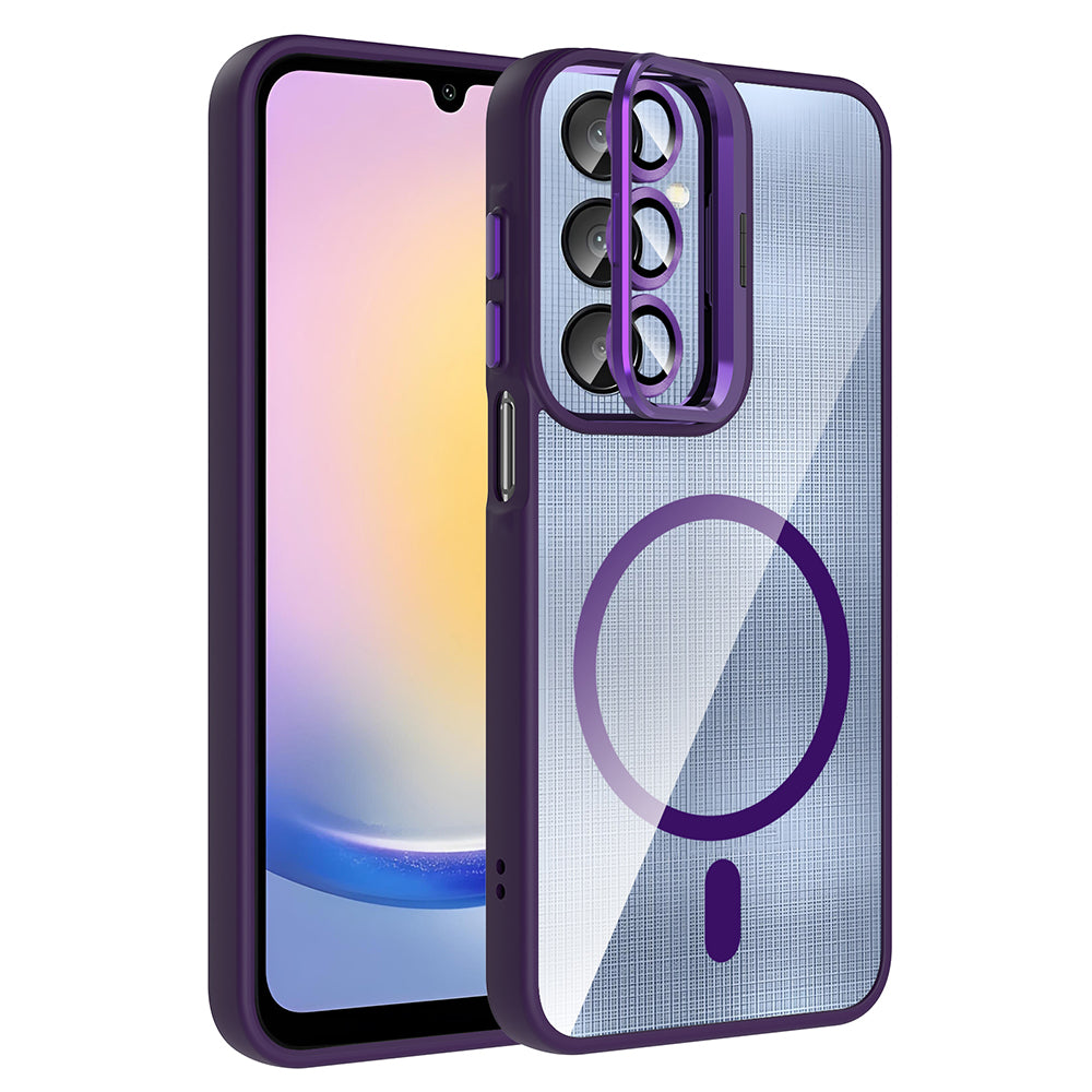 Galaxy A36 Kılıf Standlı ve Kamera Lens Hediyeli Zore Etro Kapak Gri
